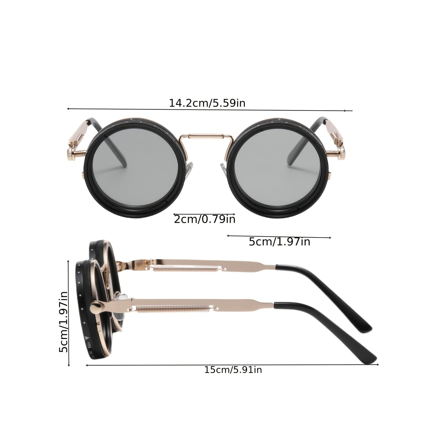 Moderna Justerbara Glasögon med Ljus, Retro Punkstil