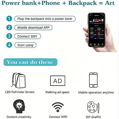 LED-Ryggsäck med Fullfärgsdisplay, Programmerbar