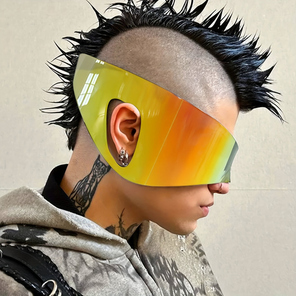 Y2K futuristiska glasögon – oversized skölddesign