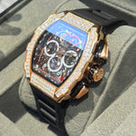 Klocka Kristoffer (automatisk herrklocka i vinfat-design med datum & vattenskydd)