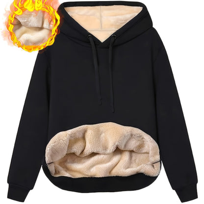 Fleecefodrad hoodie dam – grå med huva & magficka