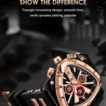 Klocka Per (herrklocka med polygonal design, kalender & nattbelysning)