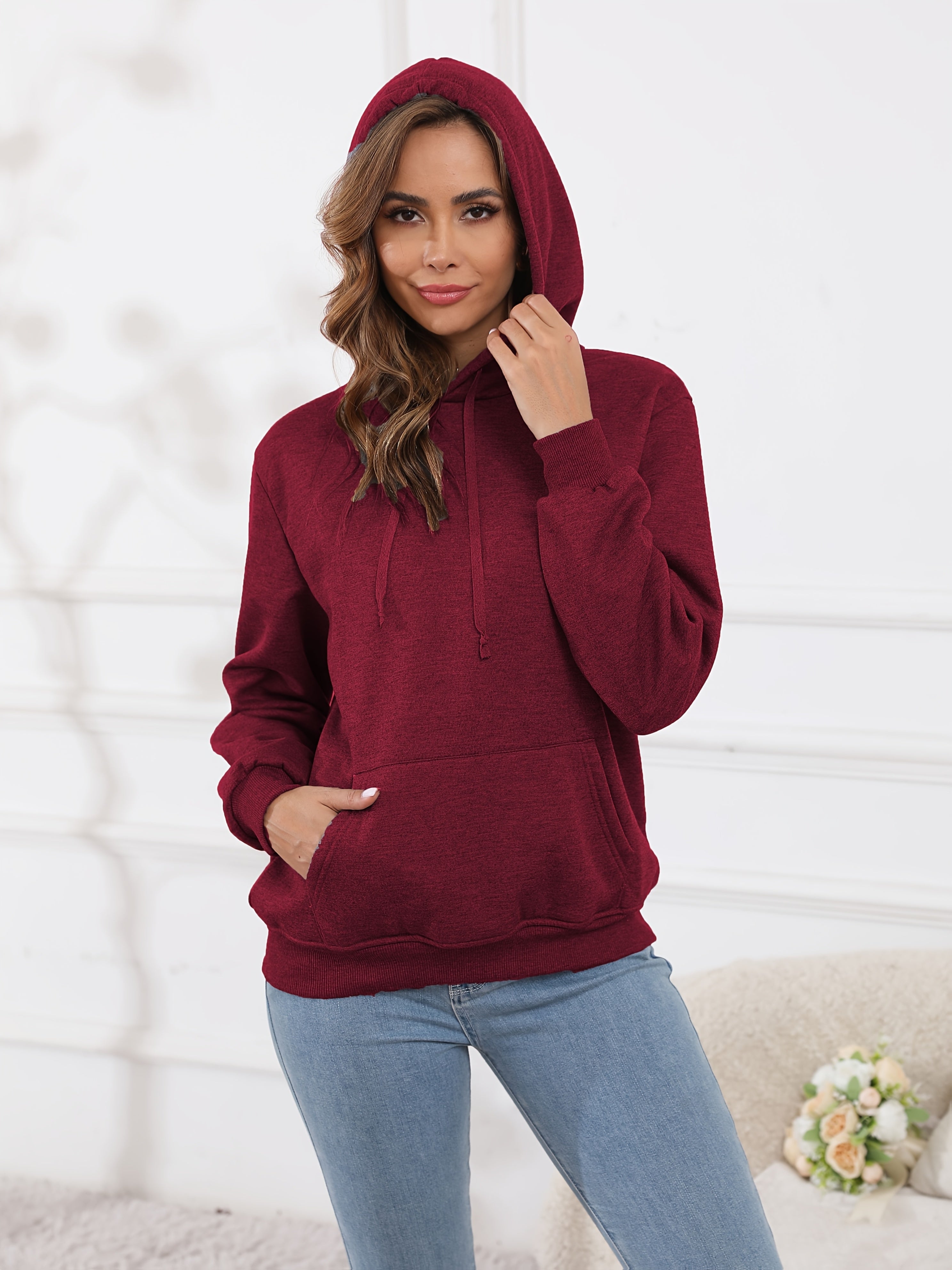 Fleecefodrad hoodie dam – grå med huva & magficka