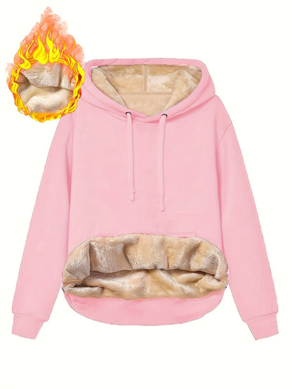 Fleecefodrad hoodie dam – grå med huva & magficka