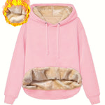 Fleecefodrad hoodie dam – grå med huva & magficka