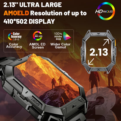 Smartklocka Oskar (AMOLED herrklocka med samtal, kompass & lång batteritid)