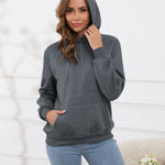 Fleecefodrad hoodie dam – grå med huva & magficka