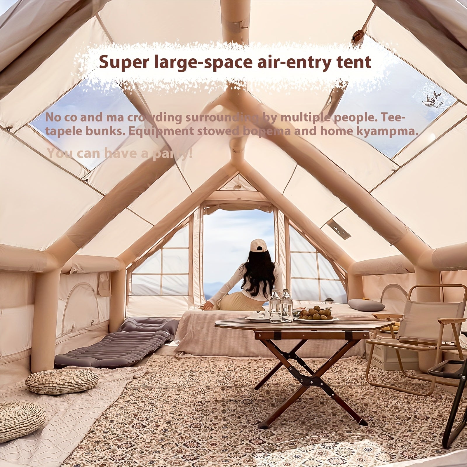 Uppblåsbart tält 8–10 personer – 4-säsongs glampingtält