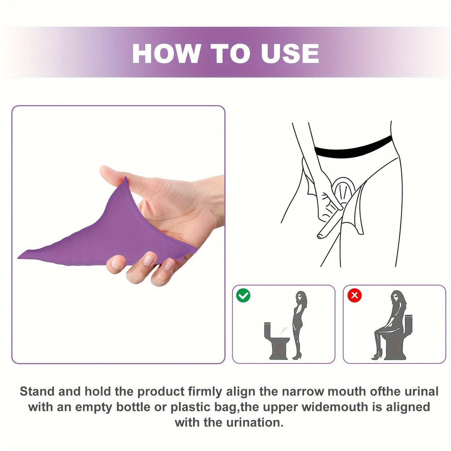 Portabel Silikonurinbehållare för Kvinnor – Hopfällbar