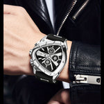 Klocka Per (herrklocka med polygonal design, kalender & nattbelysning)