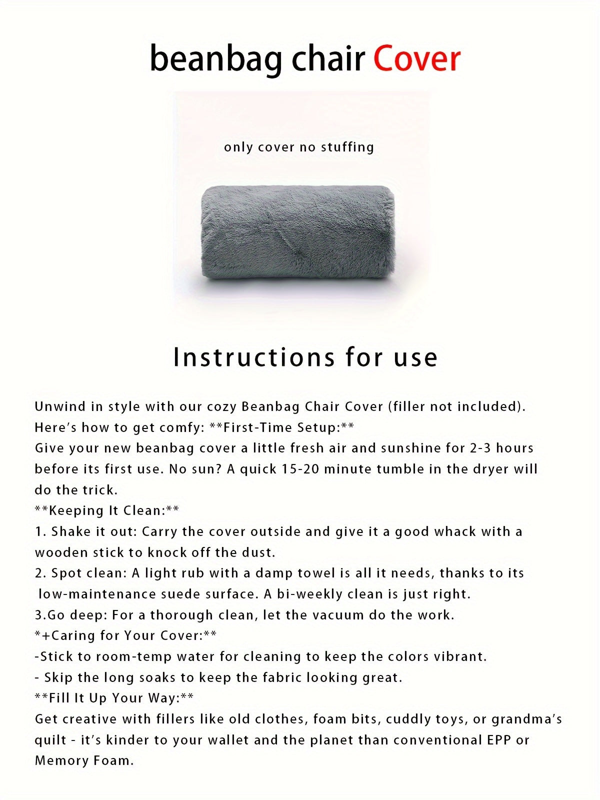 Mjuk och Mysig Soffpåse, Fodral utan Fyllning