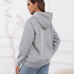 Fleecefodrad hoodie dam – grå med huva & magficka