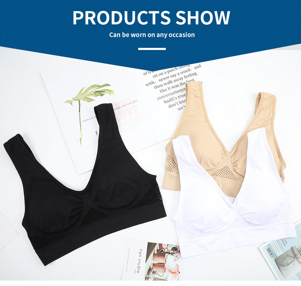 Sömlös sport-bh plus size – andningsbar med push-up & uttagbara inlägg