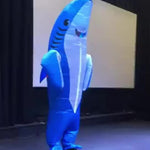 Blå Hajdräkt Uppblåsbar för Vuxna, Halloween