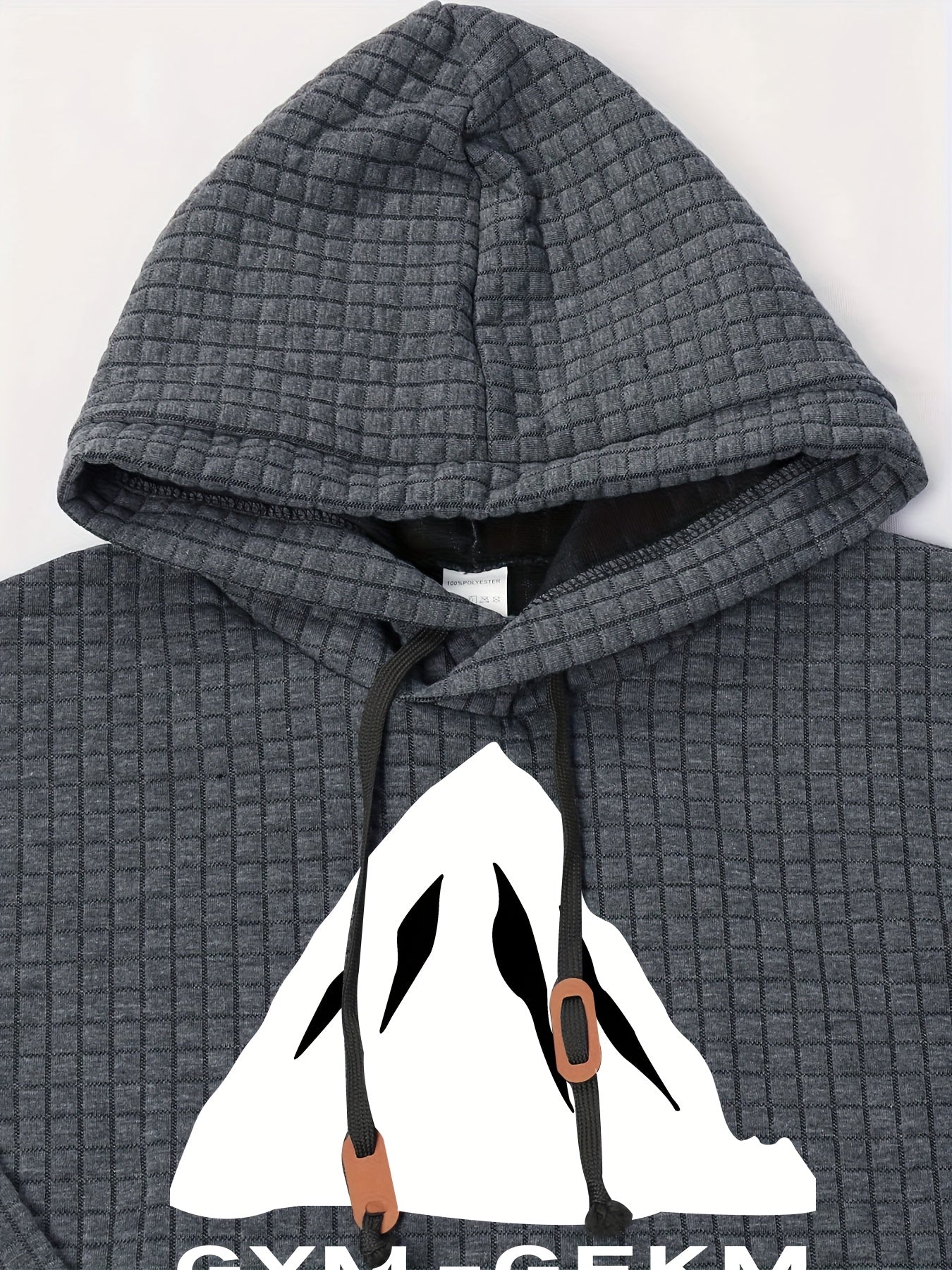 Bohemisk hoodie herr – rutigt långärmad pullover med orange detaljer