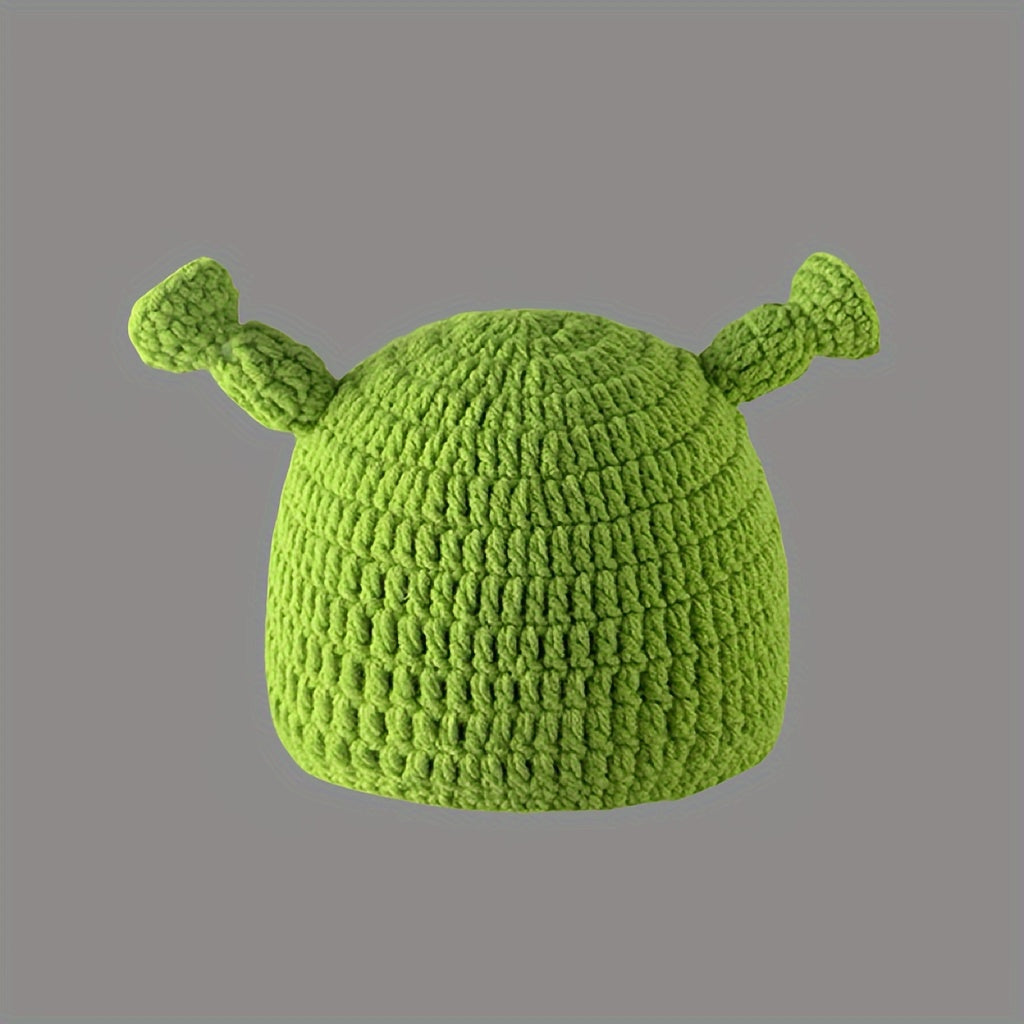 Froggy Mössa, Grön Virkad Vintermössa, Unisex