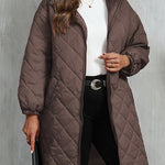 Quiltad jacka dam – elegant lila med huva & dragkedja