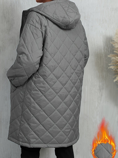 Quiltad jacka dam – elegant lila med huva & dragkedja