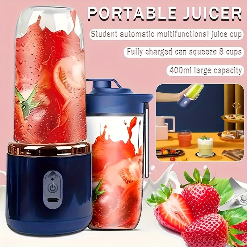 USB Laddningsbar Juiceblender – Portabel med 2 Muggar & Sexbladig Kniv