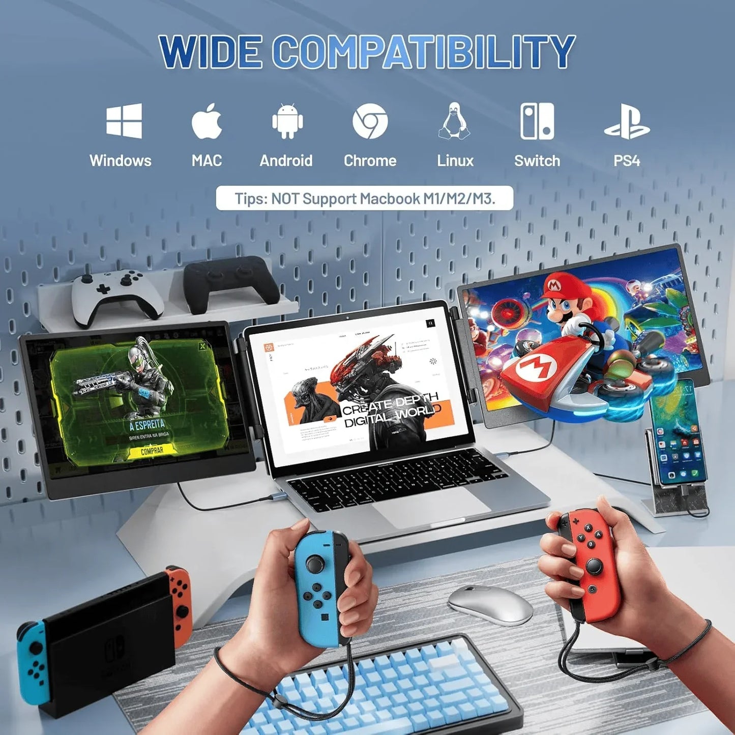 Portable Dubbel Laptop Skärm