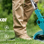 Trådlös & Hopfällbar Grästrimmer 36V – Justerbar Höjd, Hjul & 3 Bladtyper