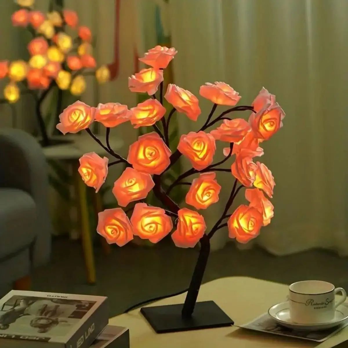 Ros-träd lampa – blomlampa för sovrum & festdekoration