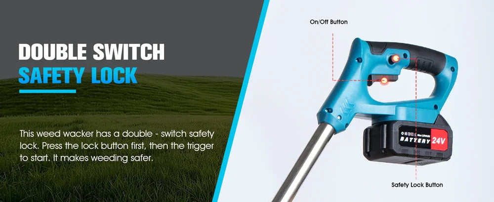 Trådlös & Hopfällbar Grästrimmer 36V – Justerbar Höjd, Hjul & 3 Bladtyper