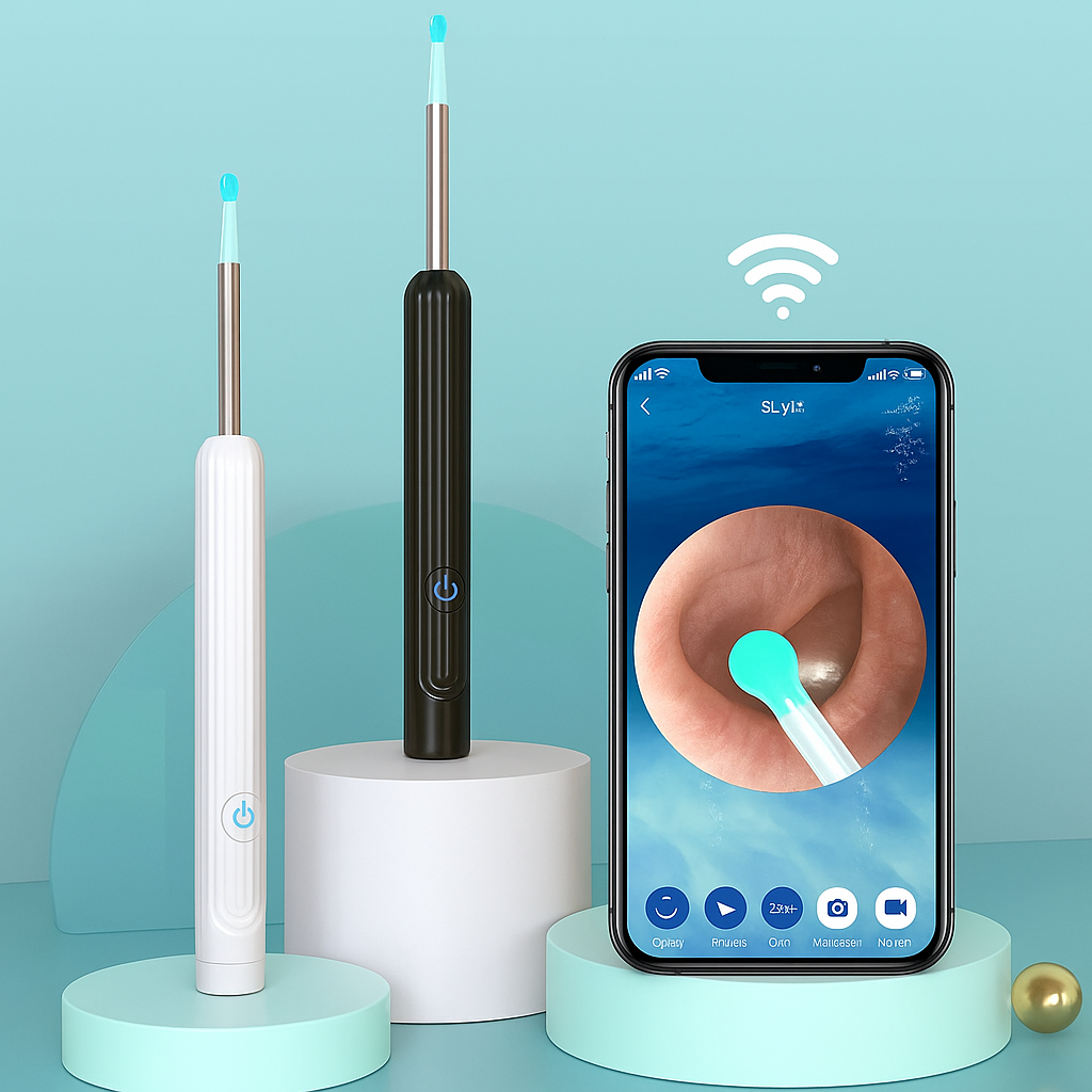 WaxFri™ – Visuell öronrengörare med kamera och LED-belysning för säker borttagning av öronvax