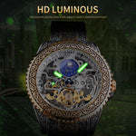 Klocka Henrik (automatisk herrklocka i stål med skelett-urtavla, månfas & tourbillon-design)