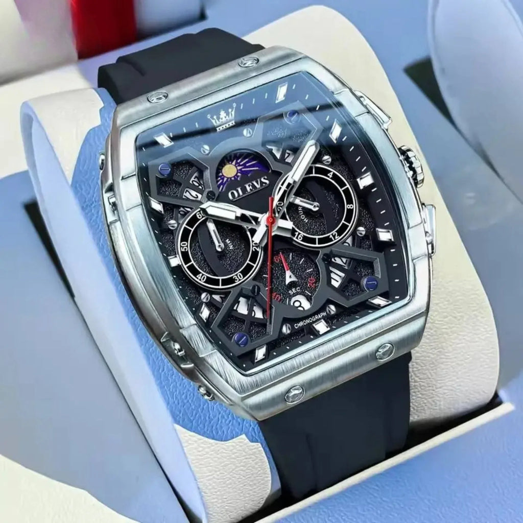 Klocka Niklas (herrklocka med skelett-urtavla & silikonarmband)