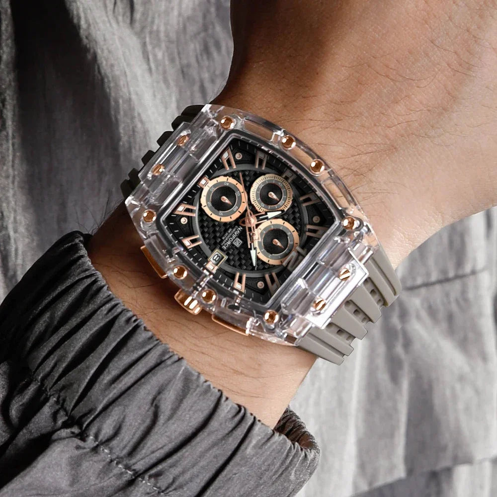 Klocka Mattias (sportig herrklocka med kronograf & silikonarmband)