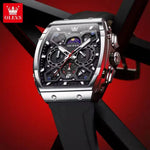 Klocka Niklas (herrklocka med skelett-urtavla & silikonarmband)