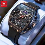 Klocka Niklas (herrklocka med skelett-urtavla & silikonarmband)