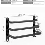 Musta pyyheteline – 3-tasoinen seinälle kiinnitettävä