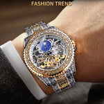 Klocka Henrik (automatisk herrklocka i stål med skelett-urtavla, månfas & tourbillon-design)