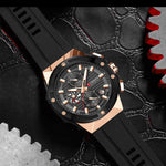 Emil-klokke (sporty herreklokke med seks visere, kalender og silikonrem)