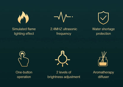 Ultrasonisk Aromadiffusor med LED-flamma