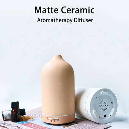 Aromadiffuser keramik – ultraljud luftfuktare med LED & timer