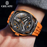 Klocka Johan (automatisk herrklocka med skelett-design, vattenskydd & silikonarmband)