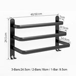 Musta pyyheteline – 3-tasoinen seinälle kiinnitettävä