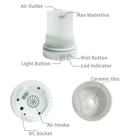Aromadiffuser keramik – ultraljud luftfuktare med LED & timer