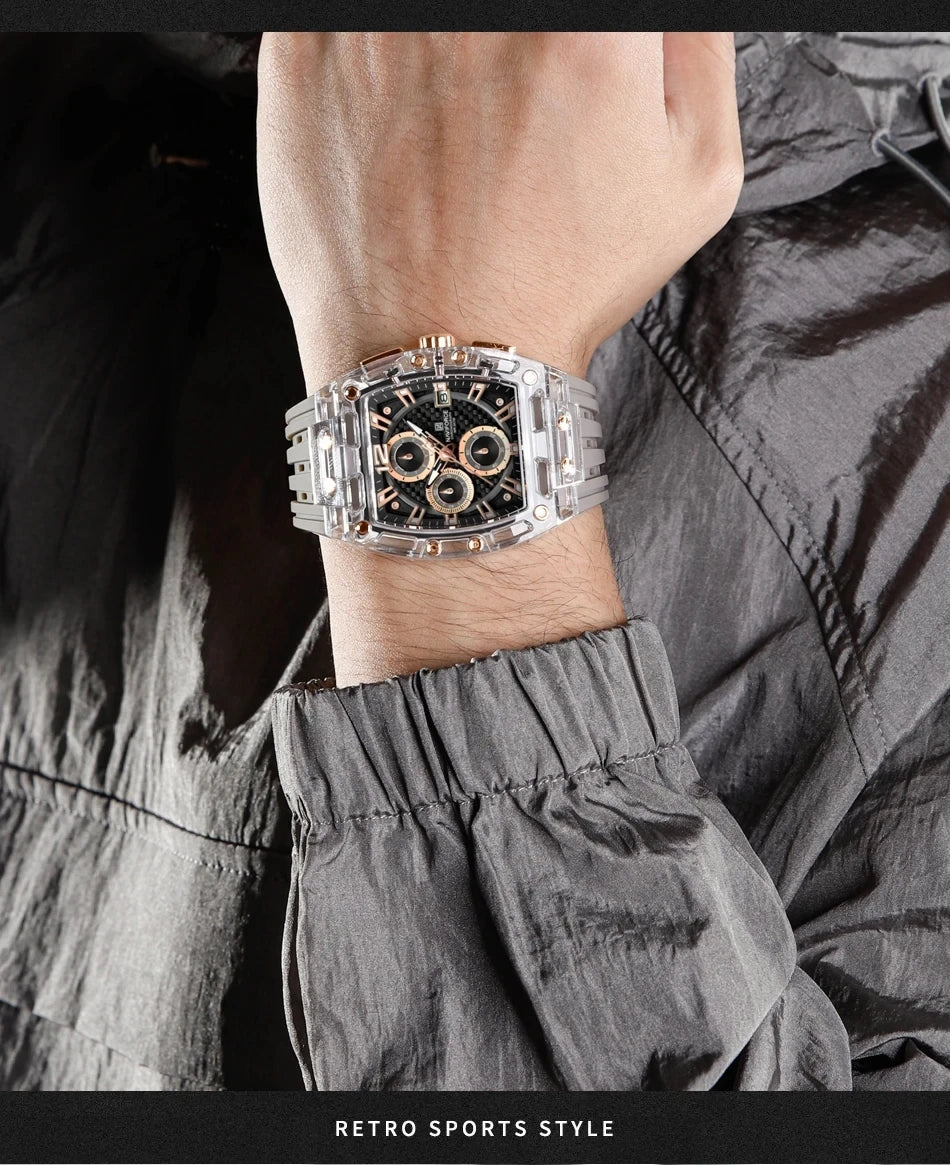 Klocka Mattias (sportig herrklocka med kronograf & silikonarmband)