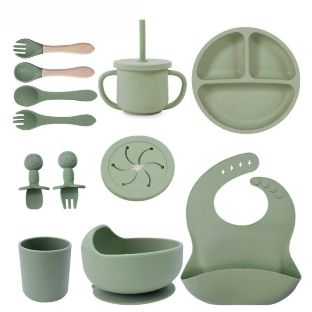 Silikonmatsset för Baby – Tallrik, Skål, Sked & Mugg