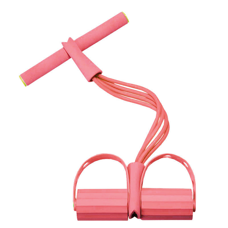 Träningsband med Pedaler – 4-rörs Motståndsband för Mage & Yoga