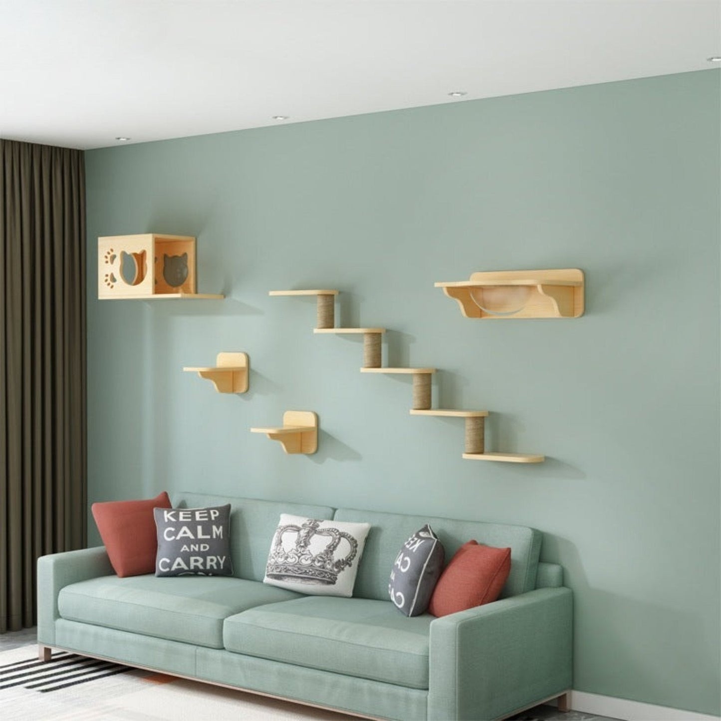 Väggmonterad Klätterställning™ – Kattställning i Massivt Trä