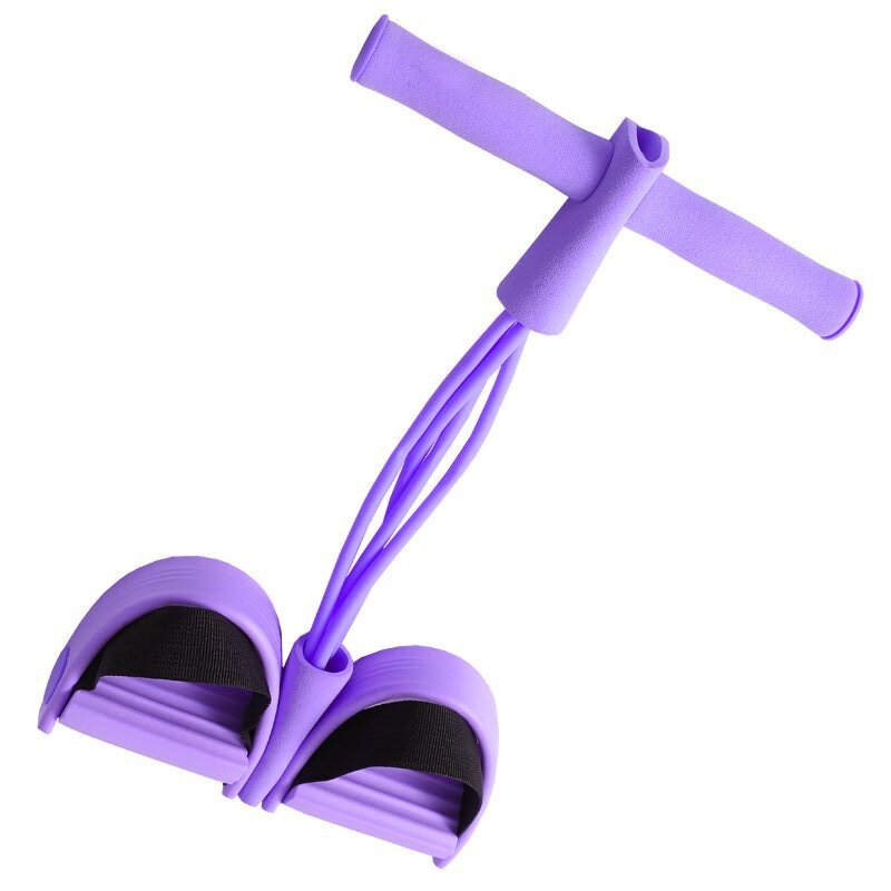 Träningsband med Pedaler – 4-rörs Motståndsband för Mage & Yoga