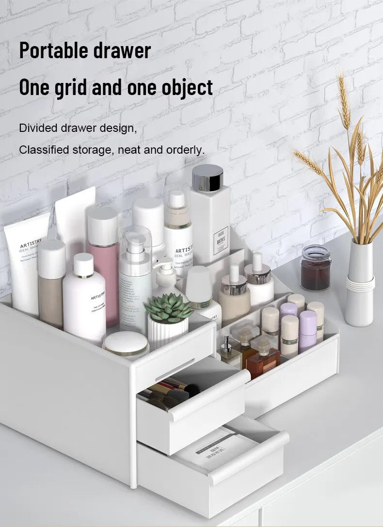 Sminkförvaring – vit låda för makeup & hudvård, plast