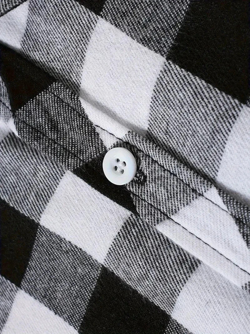 Rutig herrskjorta – långärmad borstad flanellskjorta