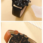 Herrklocka presentset – armbandsur med läderrem