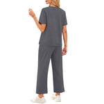 2-delat set dam – kortärmad topp & vida byxor